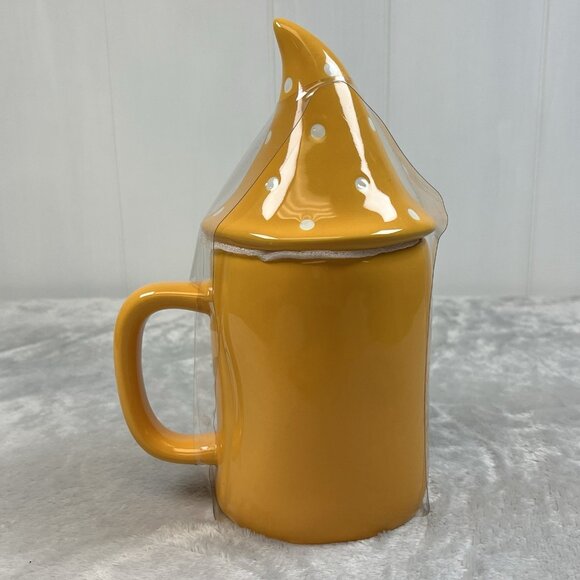 Rae‎ Dunn Fall Y'all Gnome Topper Mug NWOT Yellow Orange Polka Dot - Picture 4 of 5